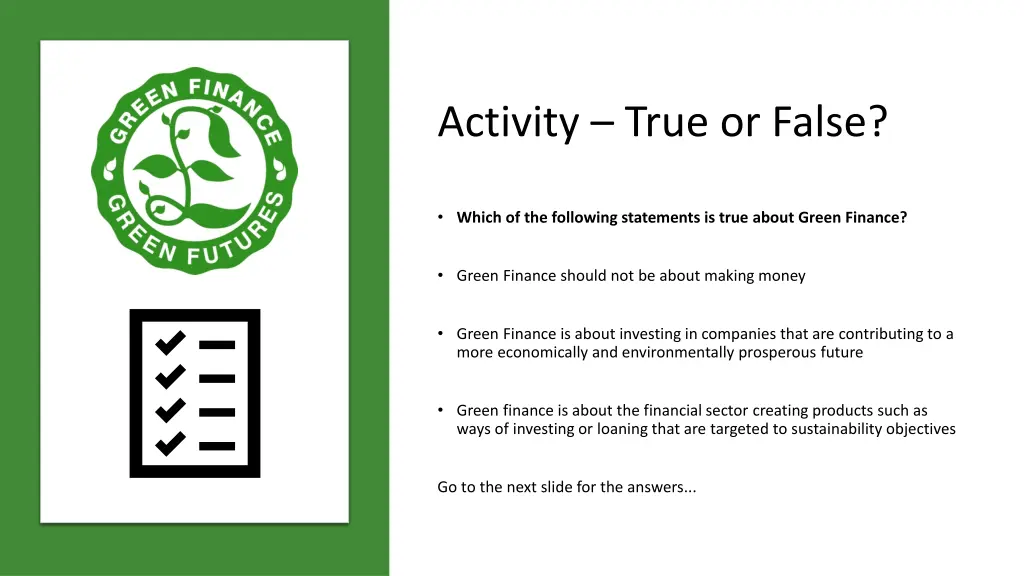 activity true or false