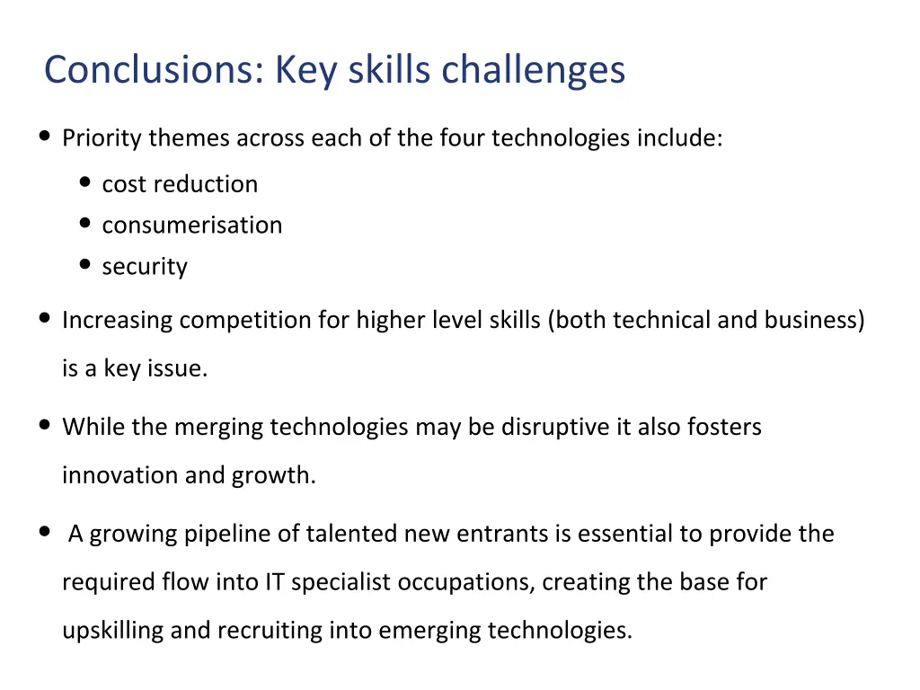 conclusions key skills challenges