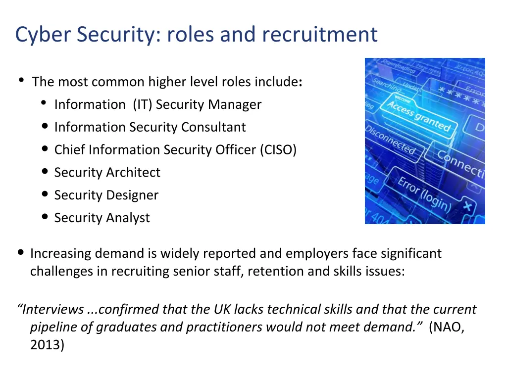 cyber security roles and recruitment