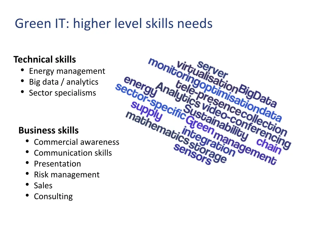 green it higher level skills needs