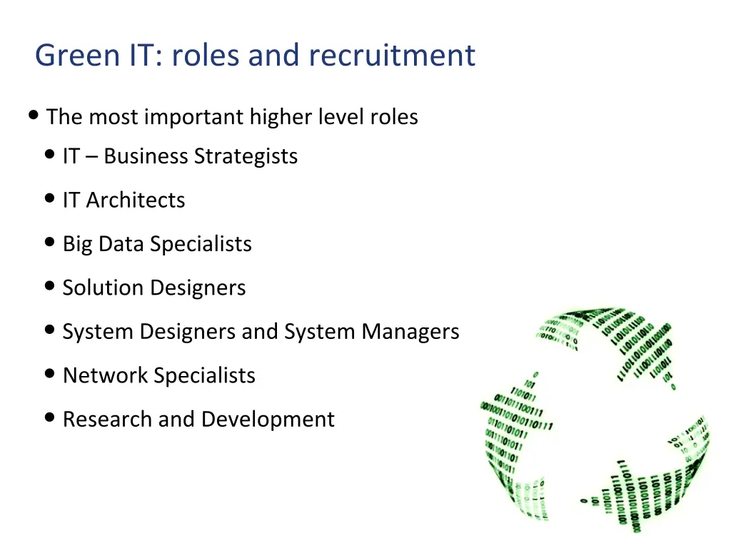 green it roles and recruitment