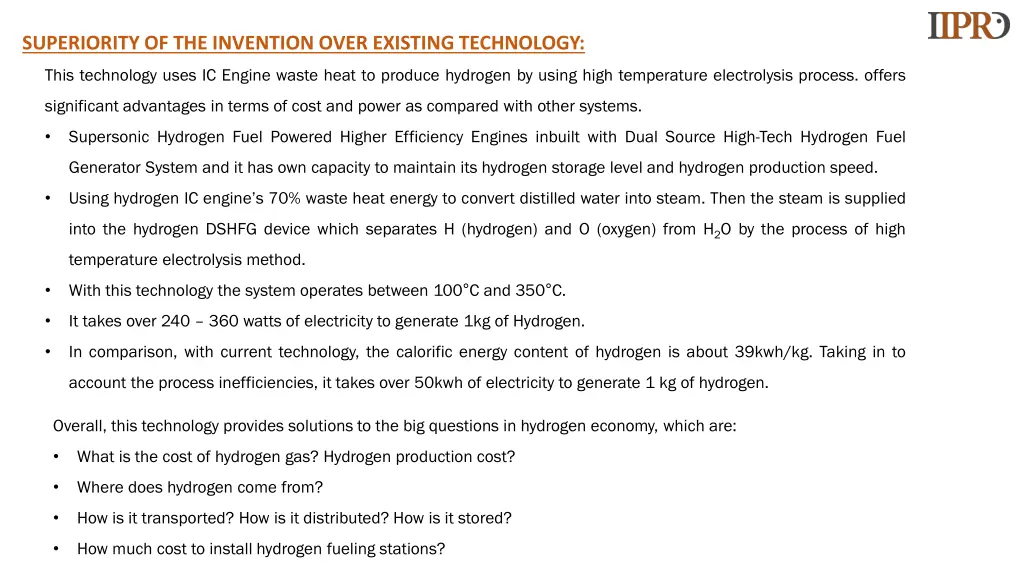 superiority of the invention over existing