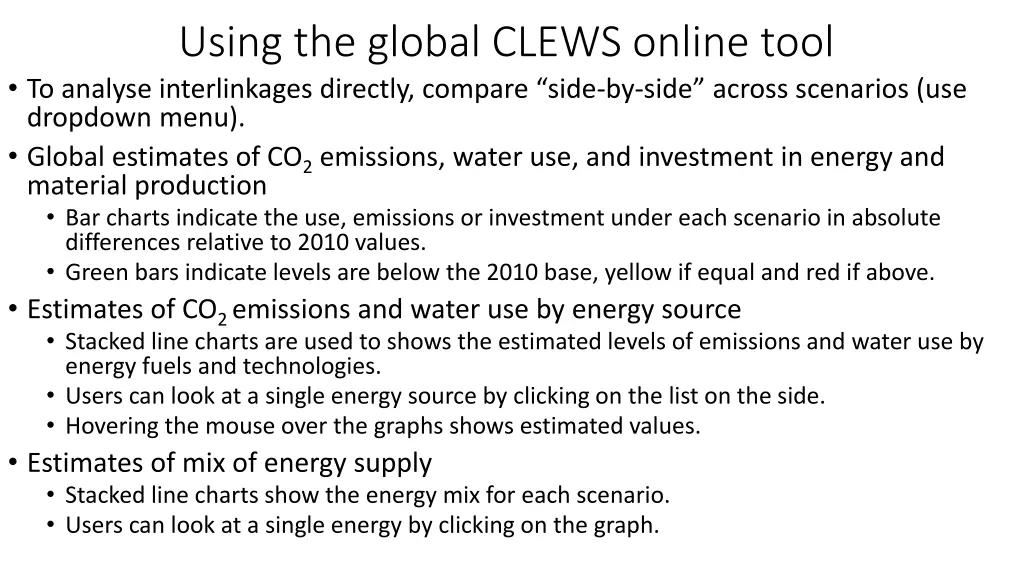 using the global clews online tool to analyse