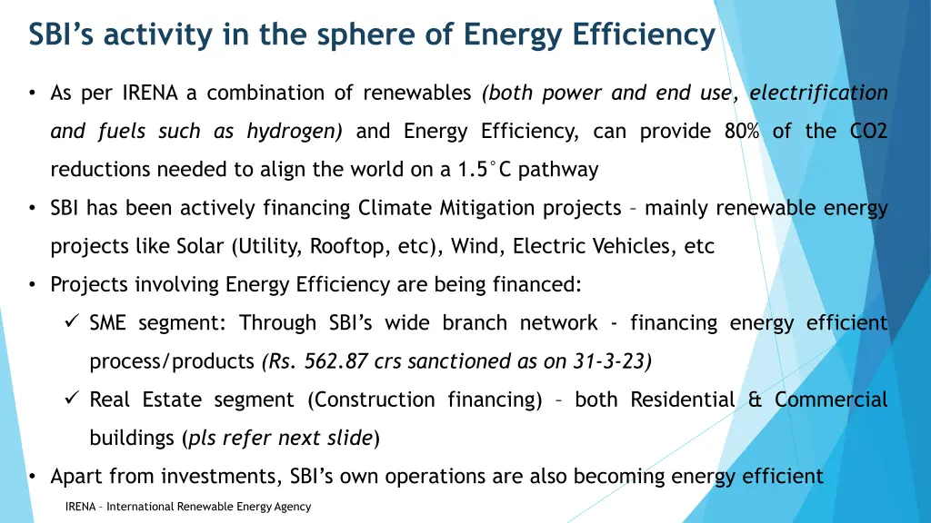 sbi s activity in the sphere of energy efficiency