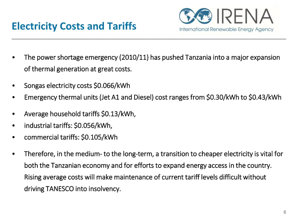 electricity costs and tariffs