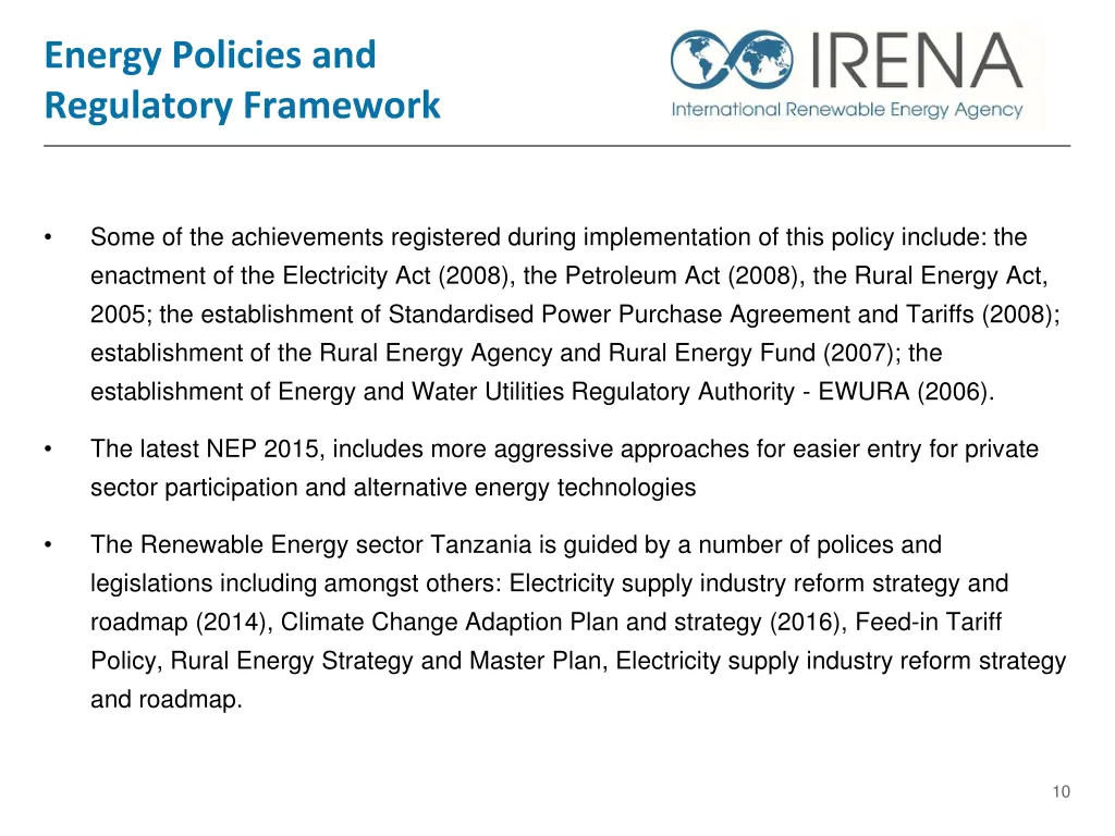 energy policies and regulatory framework 1