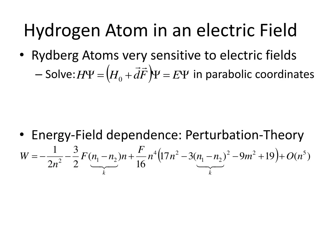 hydrogen atom in an electric field
