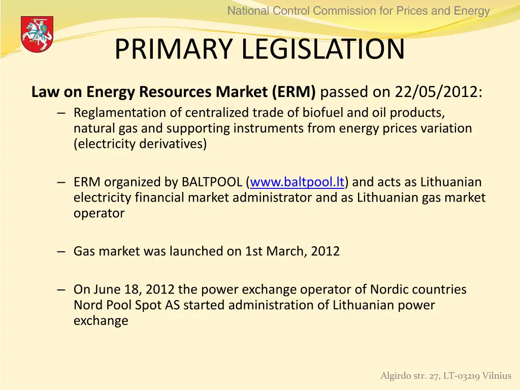 primary legislation