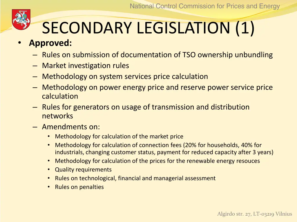 secondary legislation 1 approved rules