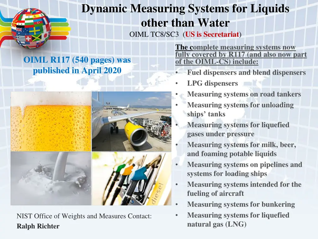 dynamic measuring systems for liquids other than