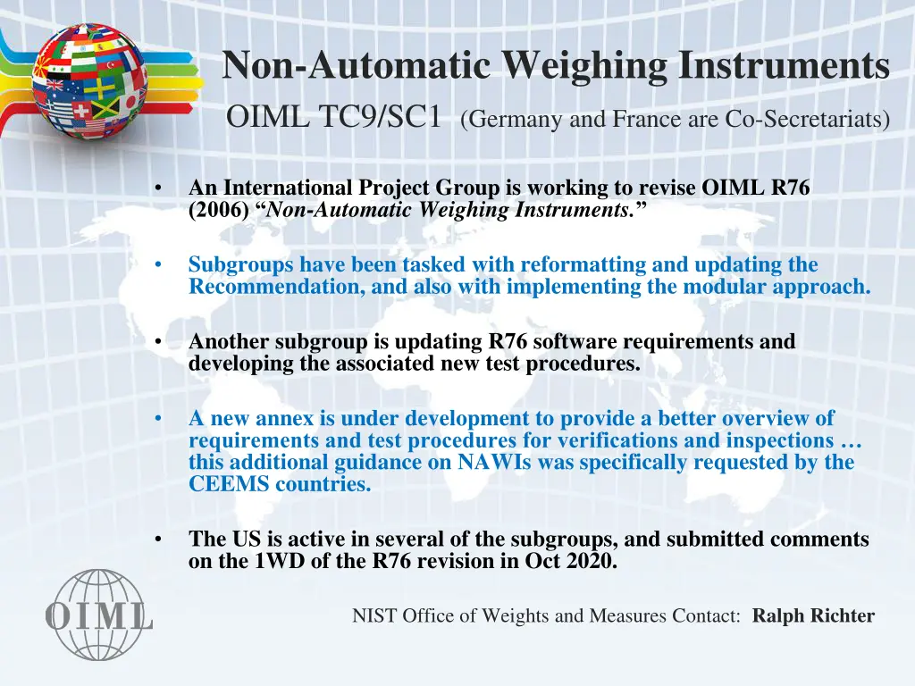 non automatic weighing instruments oiml
