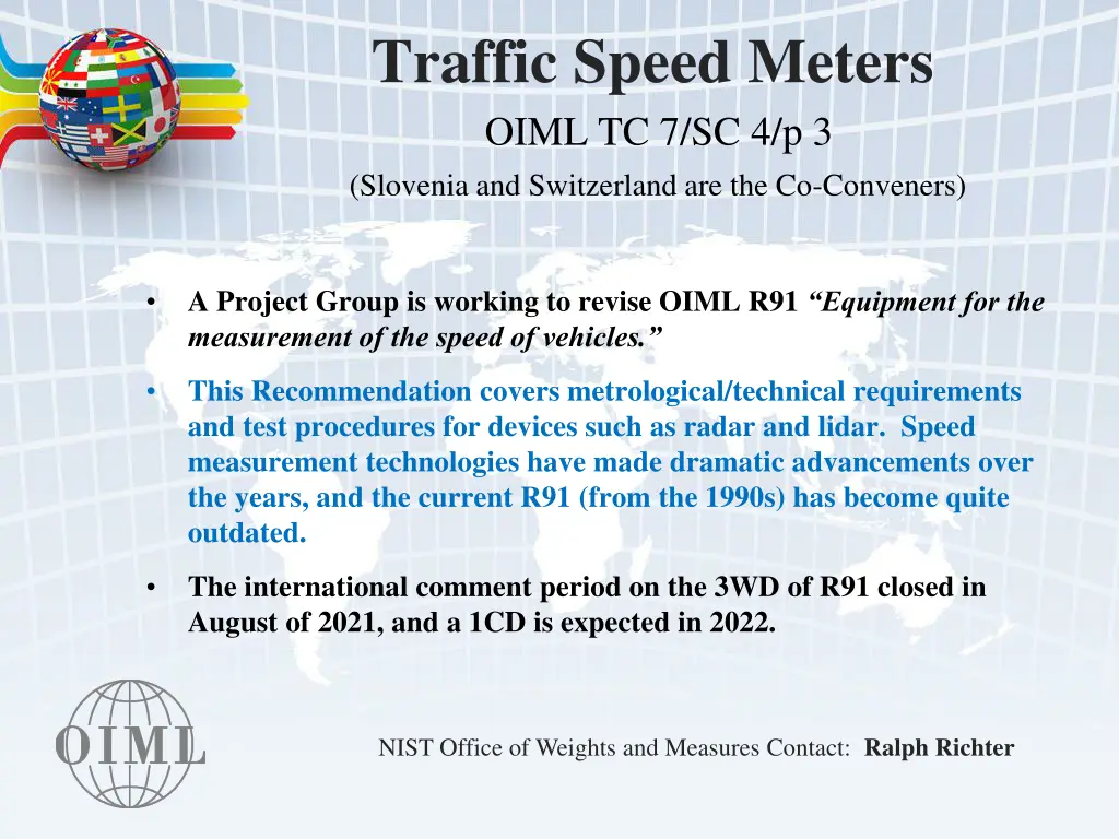 traffic speed meters oiml tc 7 sc 4 p 3 slovenia