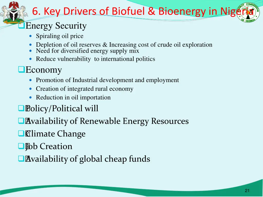 6 key drivers of biofuel bioenergy in nigeria