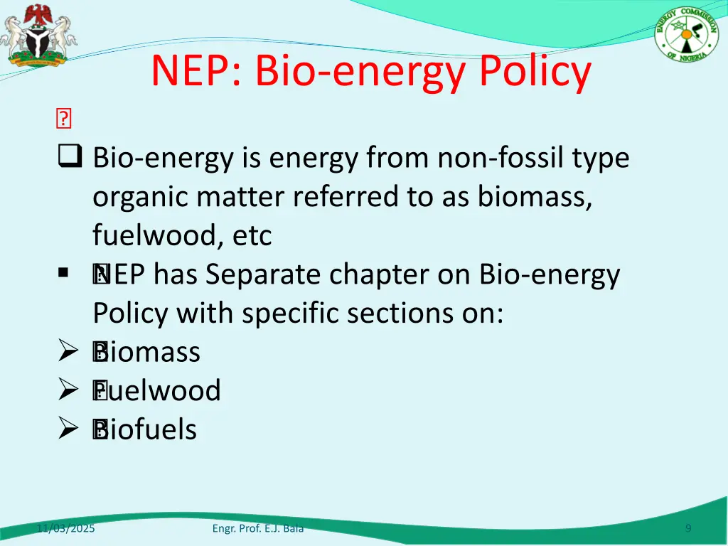 nep bio energy policy
