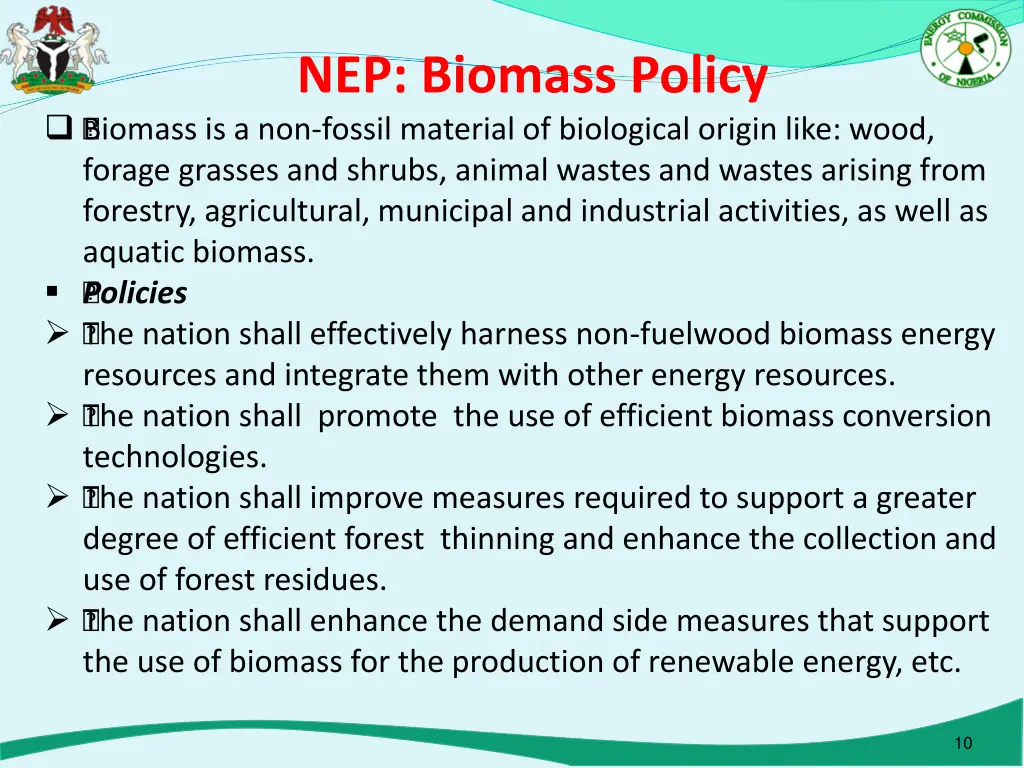 nep biomass policy