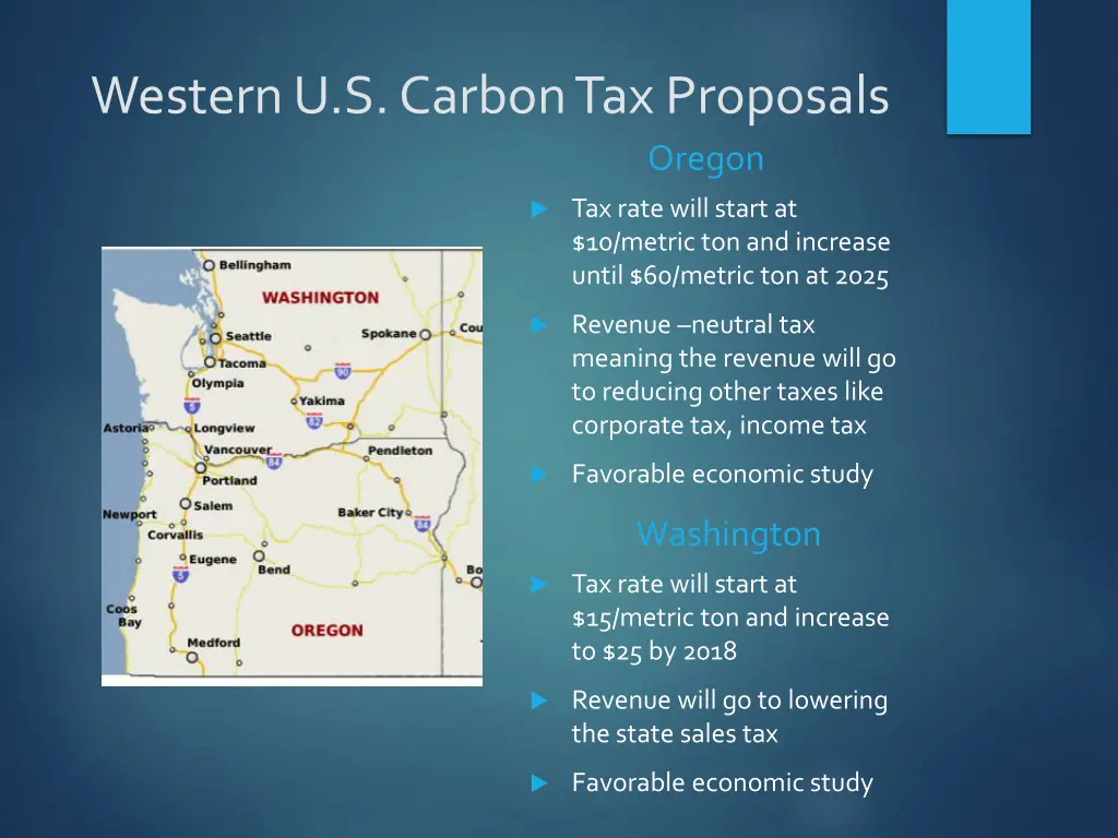western u s carbon tax proposals
