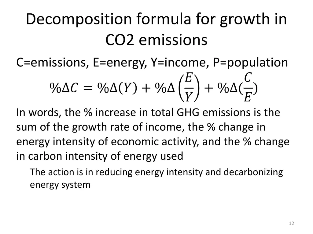 decomposition formula for growth in co2 emissions
