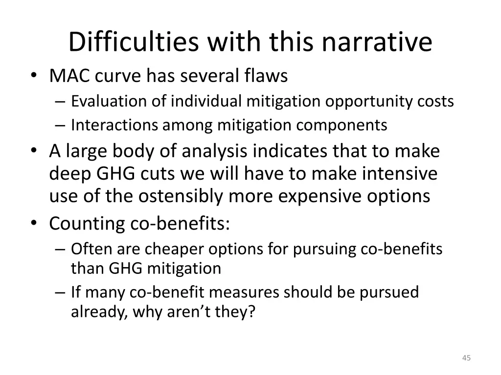 difficulties with this narrative mac curve