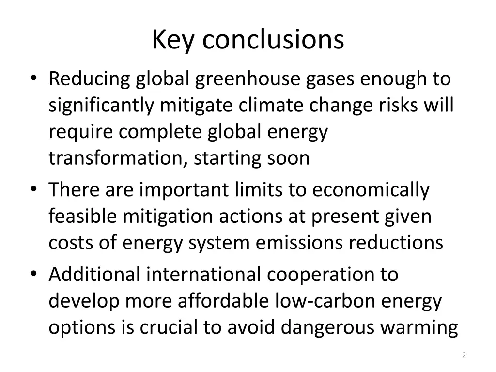 key conclusions