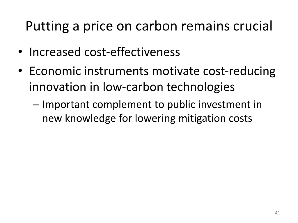 putting a price on carbon remains crucial
