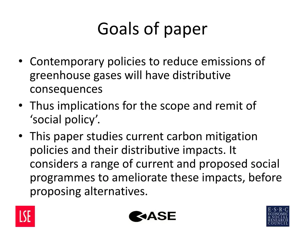 goals of paper