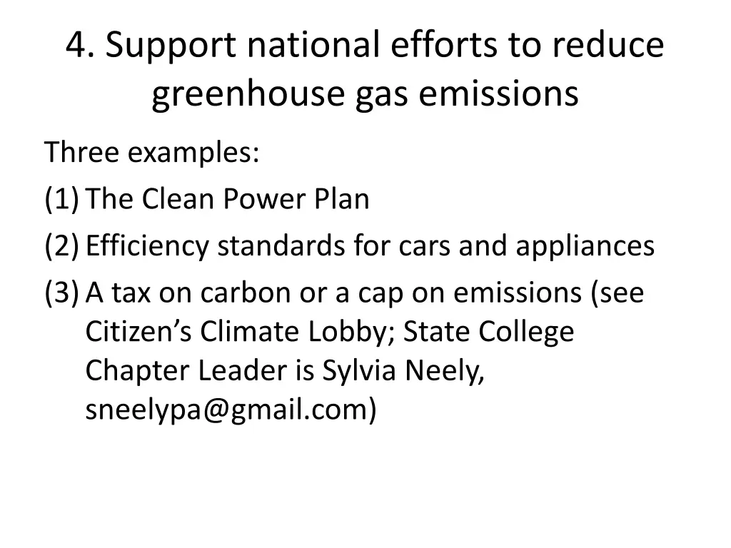 4 support national efforts to reduce greenhouse