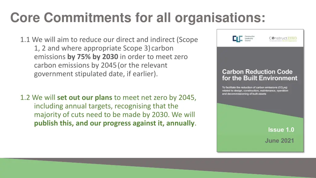 core commitments for all organisations