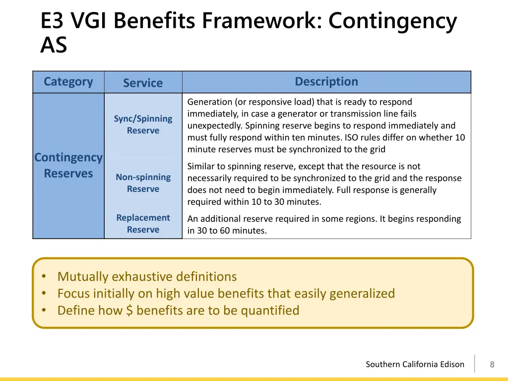 e3 vgi benefits framework contingency as