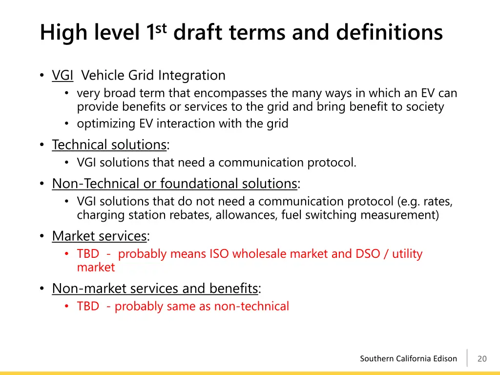 high level 1 st draft terms and definitions