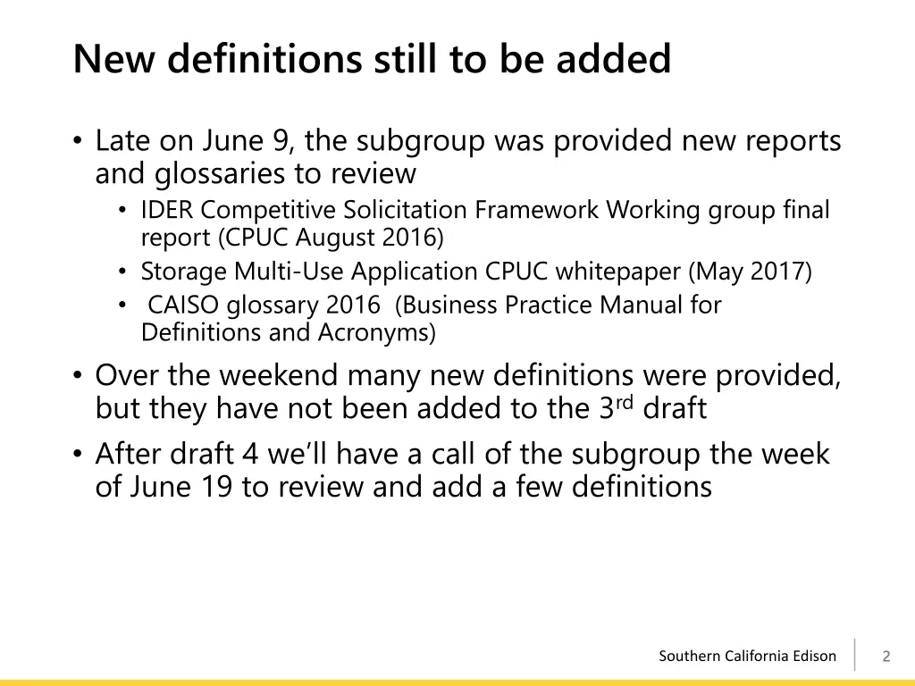 new definitions still to be added