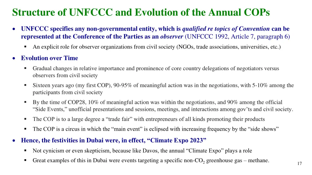 structure of unfccc and evolution of the annual