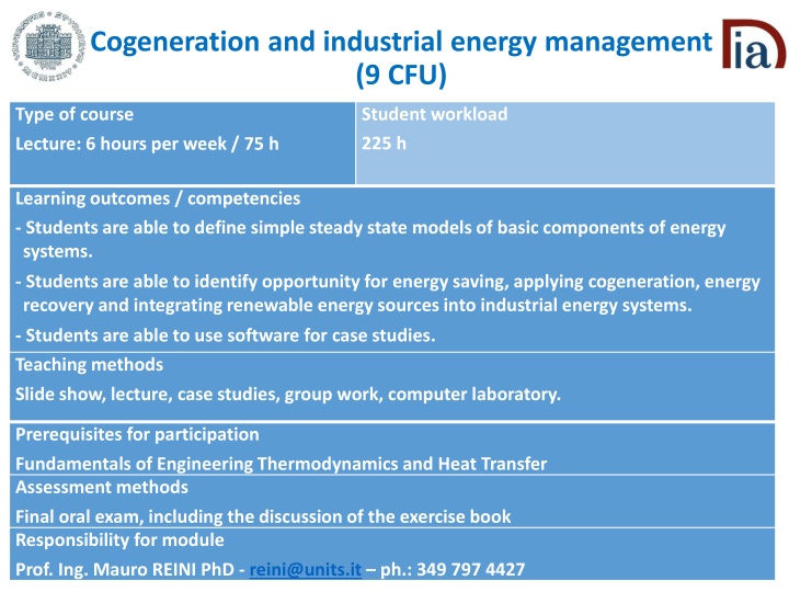 cogeneration and industrial energy management