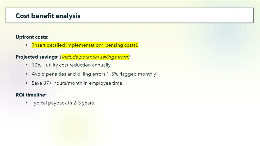 cost benefit analysis