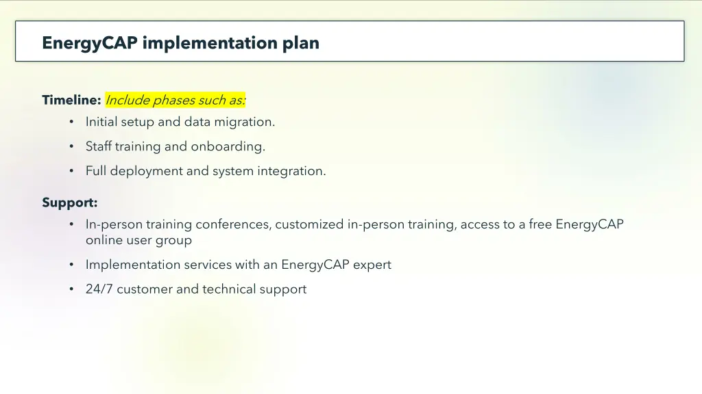 energycap implementation plan