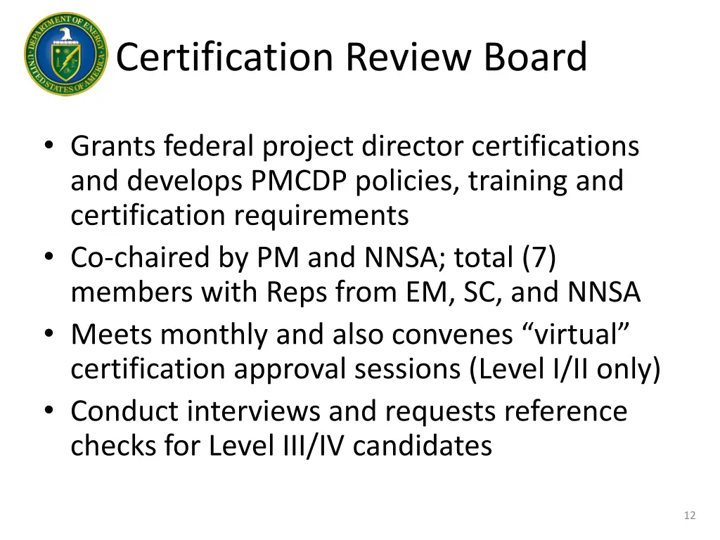 certification review board
