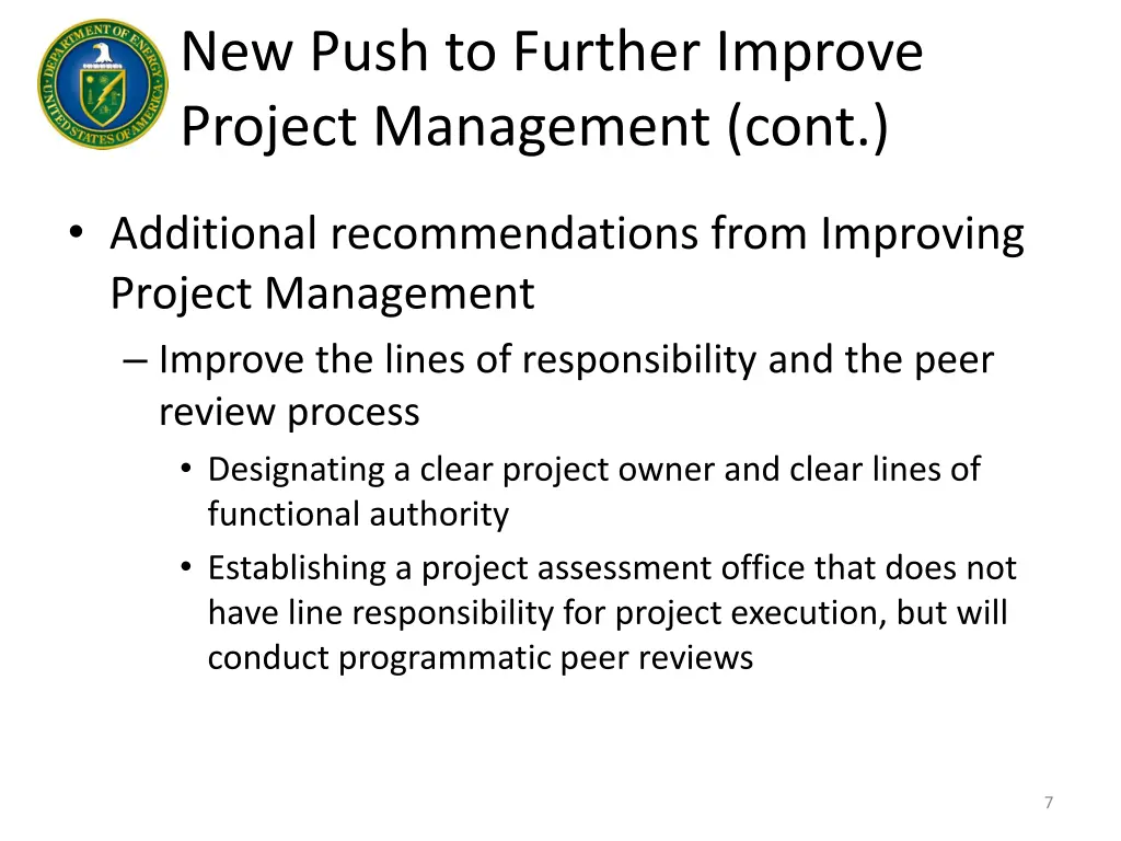 new push to further improve project management