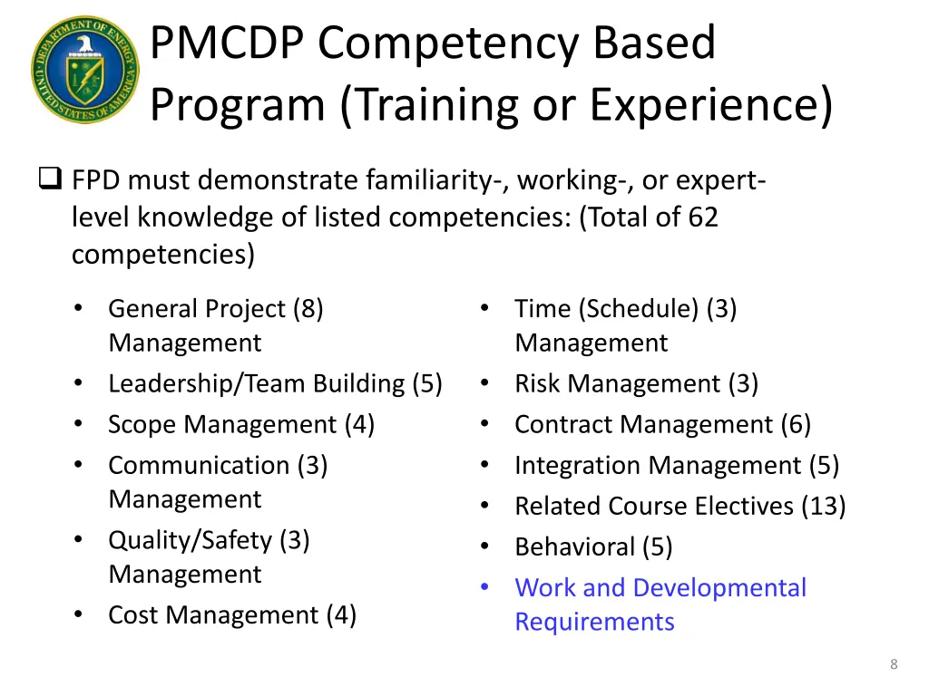 pmcdp competency based program training