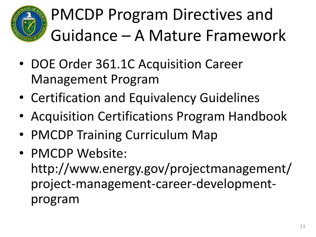 pmcdp program directives and guidance a mature
