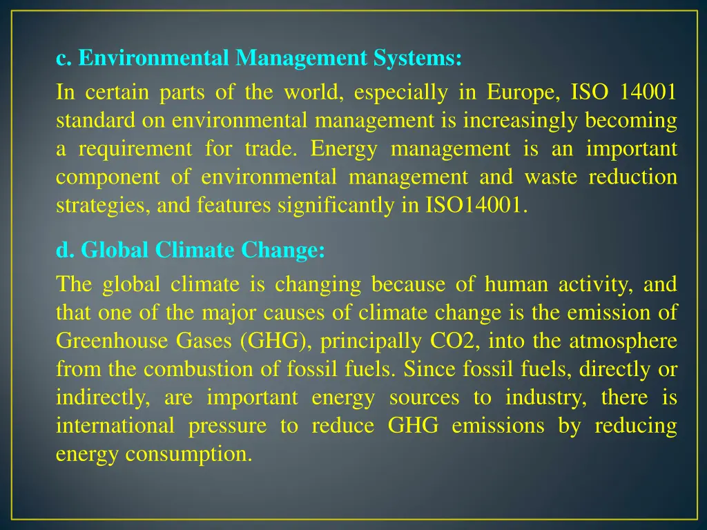 c environmental management systems in certain