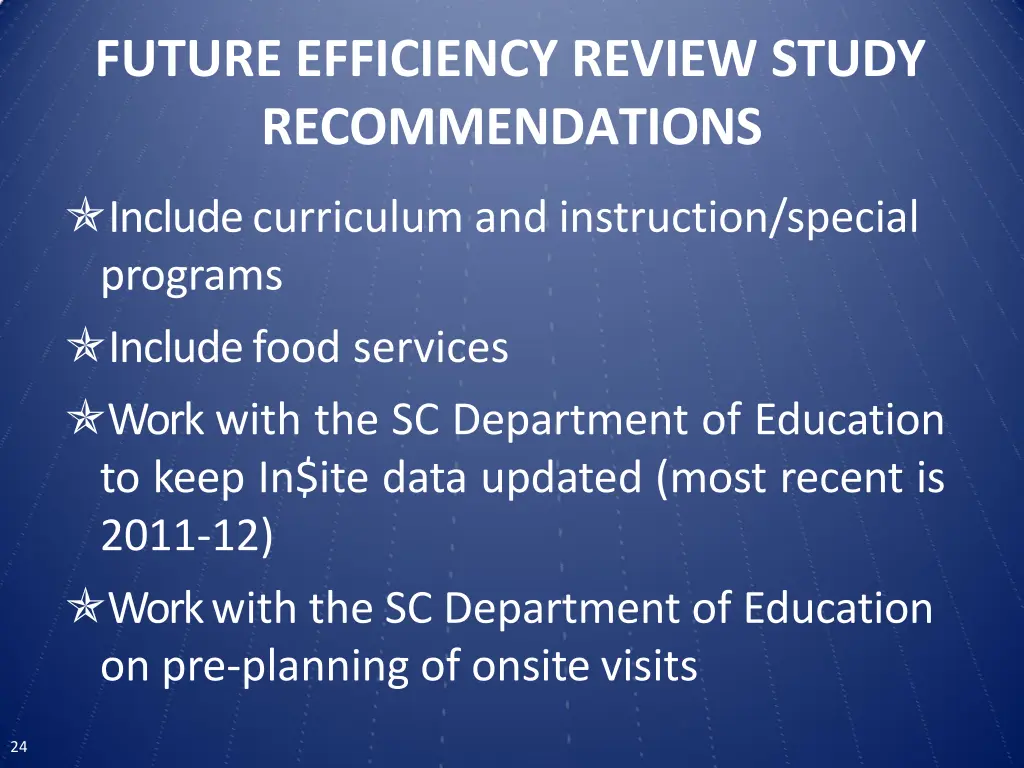 future efficiency review study recommendations