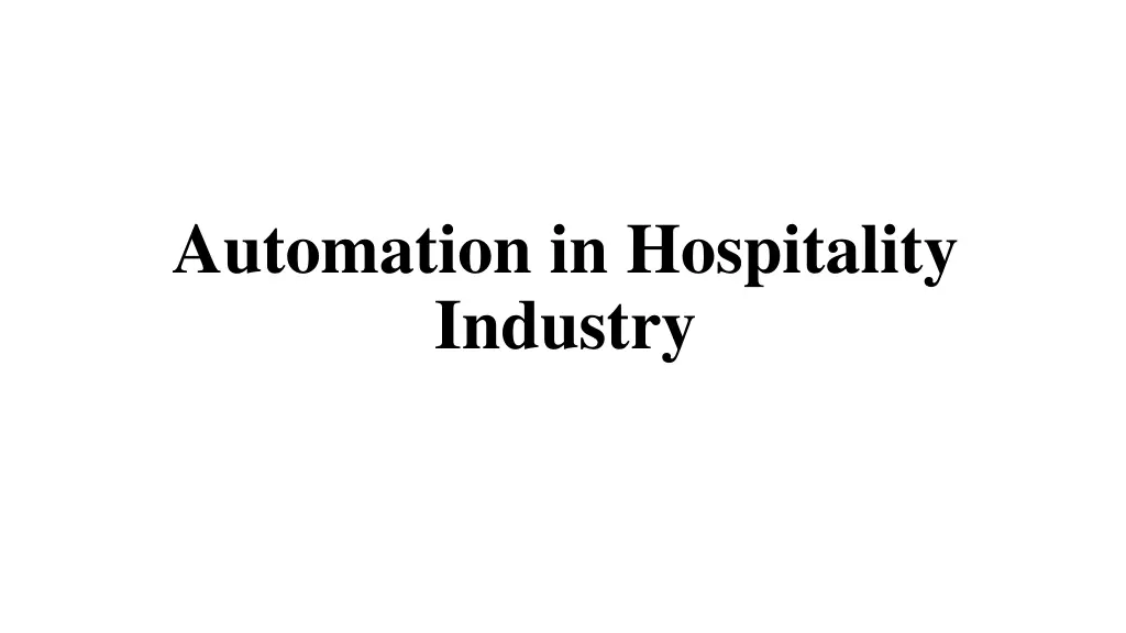 automation in hospitality industry
