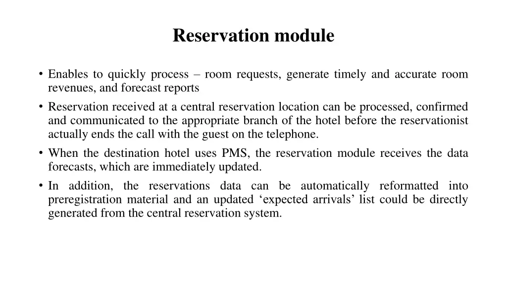 reservation module