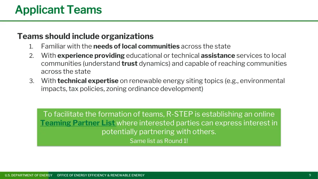 applicant teams applicant teams