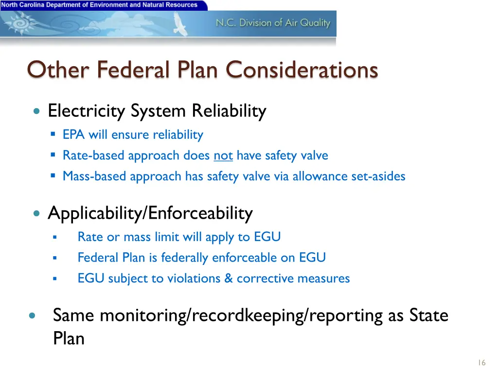 other federal plan considerations