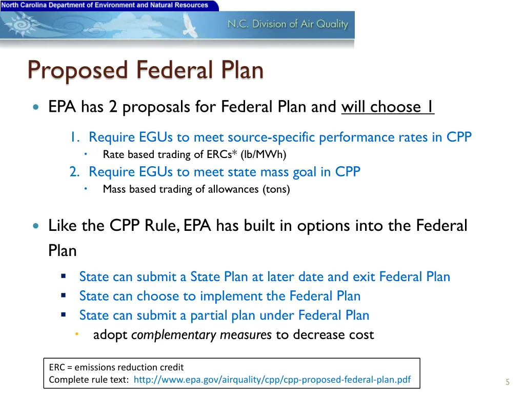 proposed federal plan
