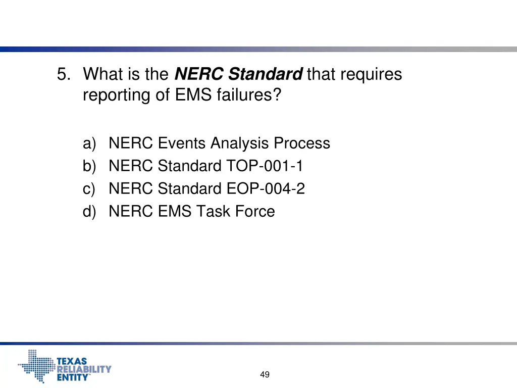 5 what is the nerc standard that requires