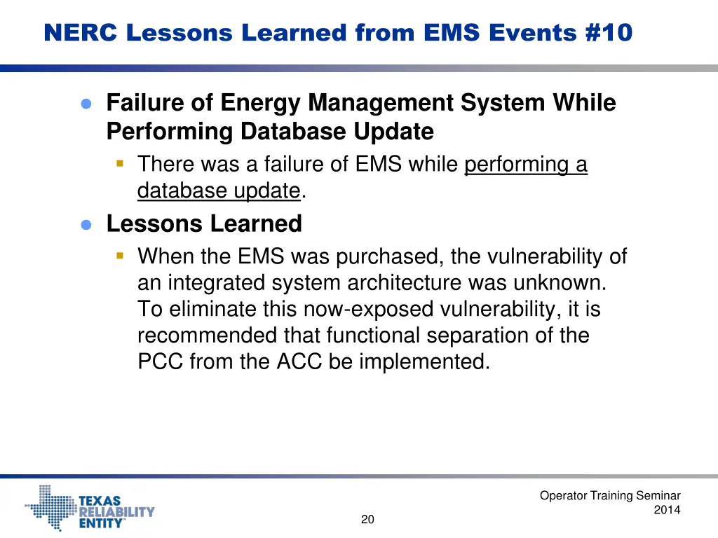 nerc lessons learned from ems events 10