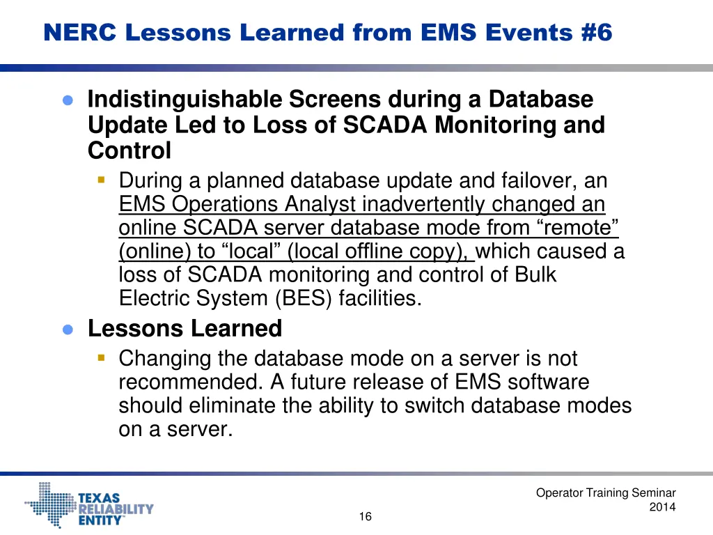 nerc lessons learned from ems events 6