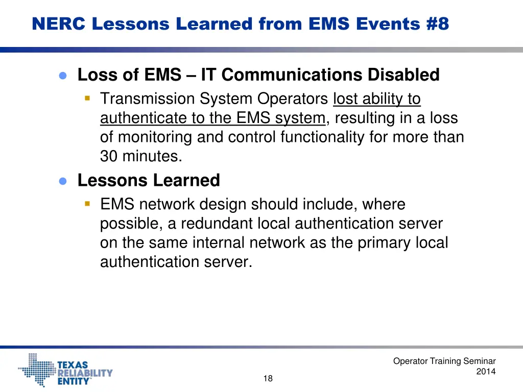 nerc lessons learned from ems events 8