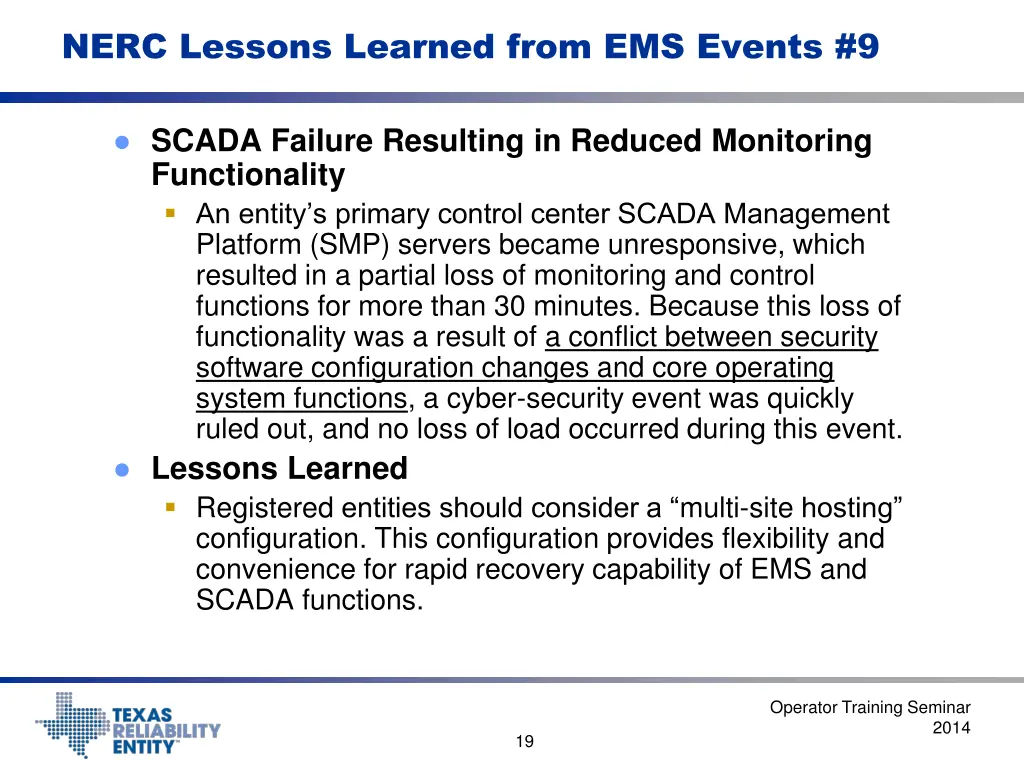 nerc lessons learned from ems events 9